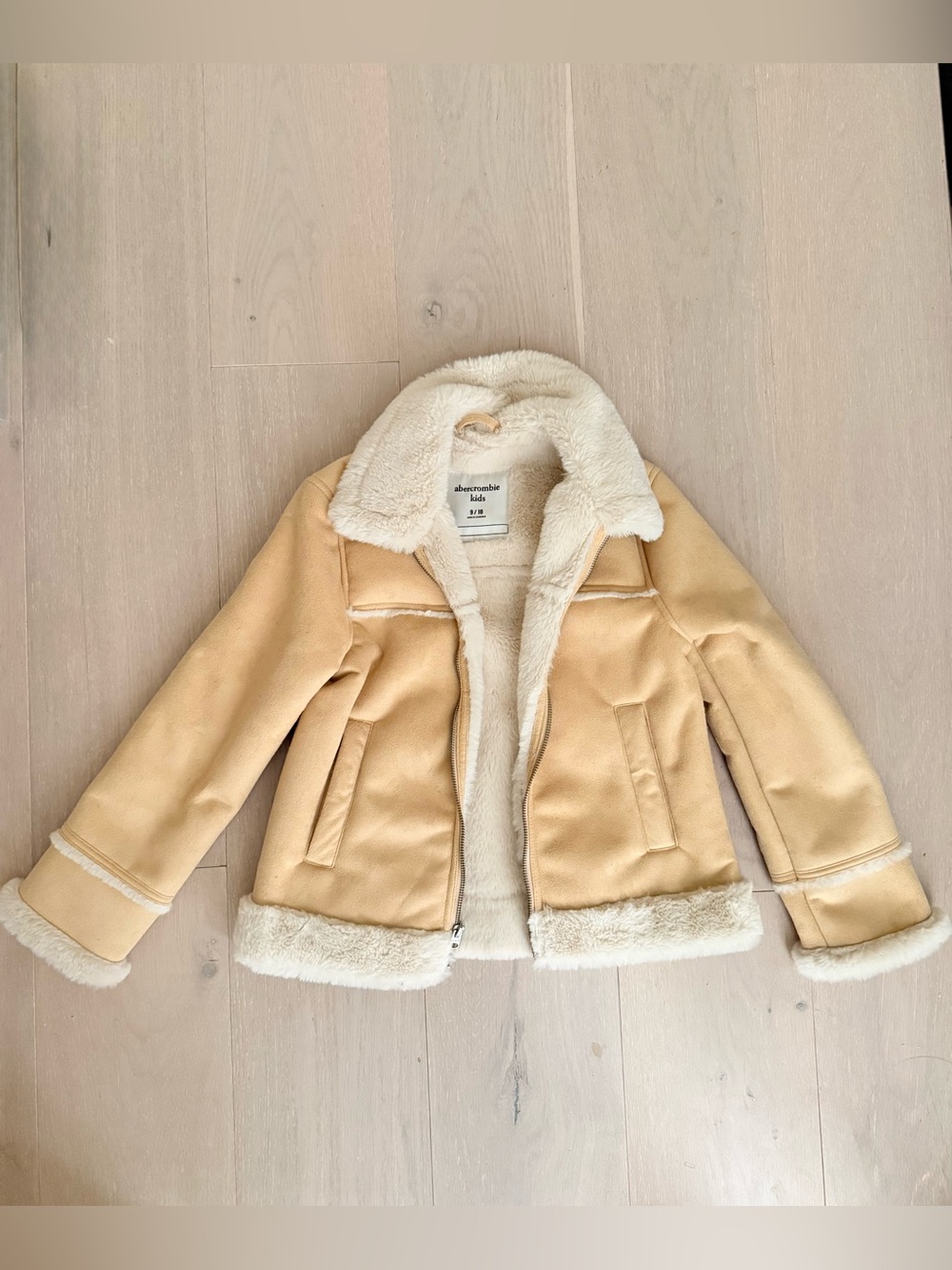 Abercrombie & Kids  Cream Faux Shearling-Lined Jacket